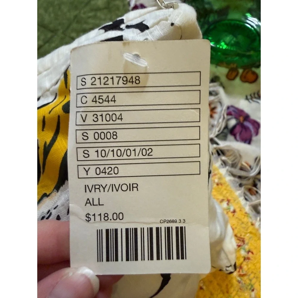 NWT Anthropologie Bird Ruffle Shower Curtain Ivory Black Yellow Botanical NWT